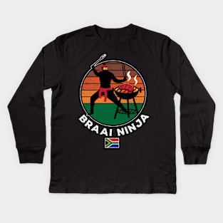 Braai Ninja South Africa Food & Sports Supporter Kids Long Sleeve T-Shirt